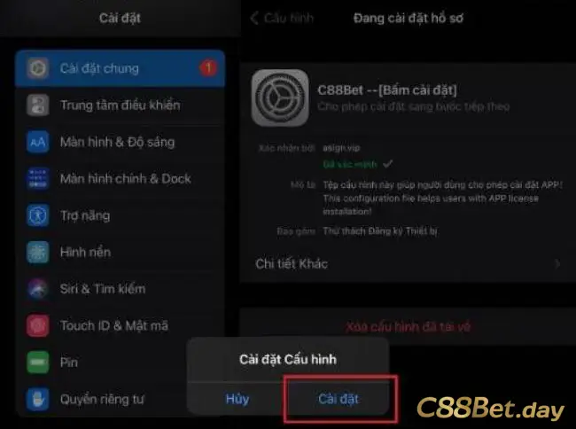 Hoàn tất xác minh cài đặt cấu hình