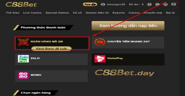 Quét mã QR code của C88BET